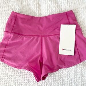 lululemon high rise speed up shorts size 0 sonic pink 2.5”